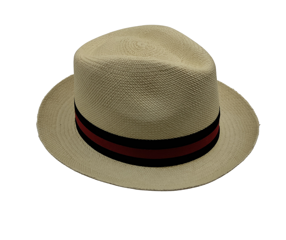 Genuine Panama Hat with blue and red band