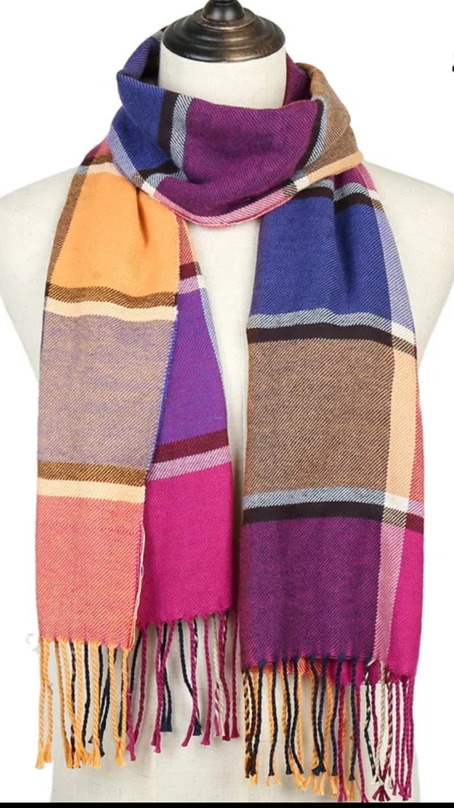 cashmere blend plaid scarfs - unisex multi-color
