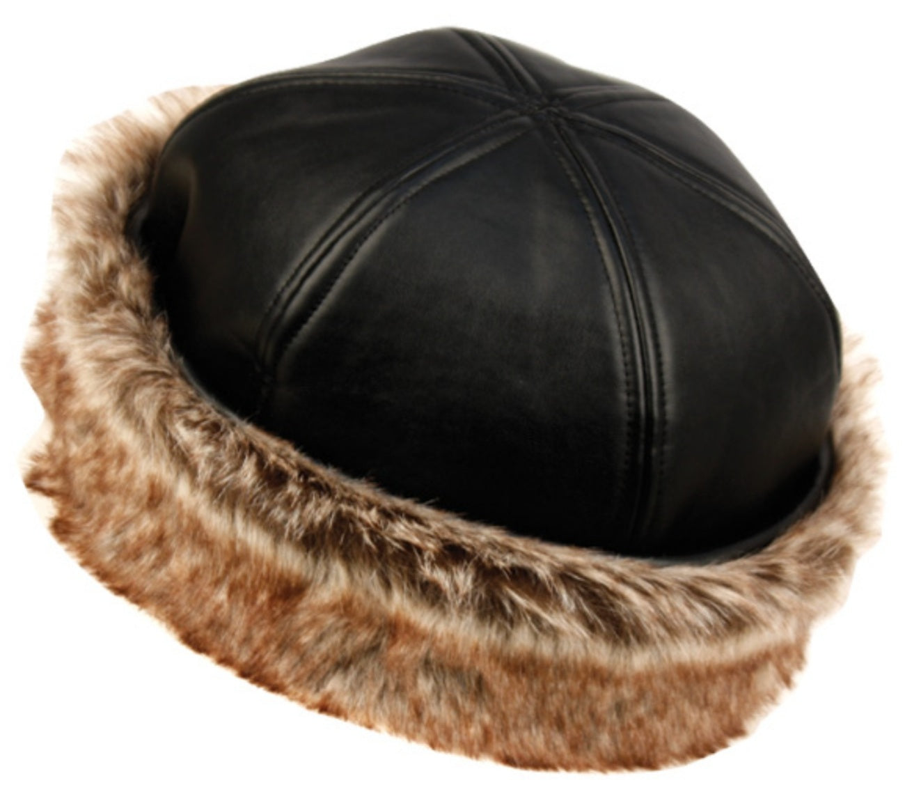 faux leather fur cuff hat