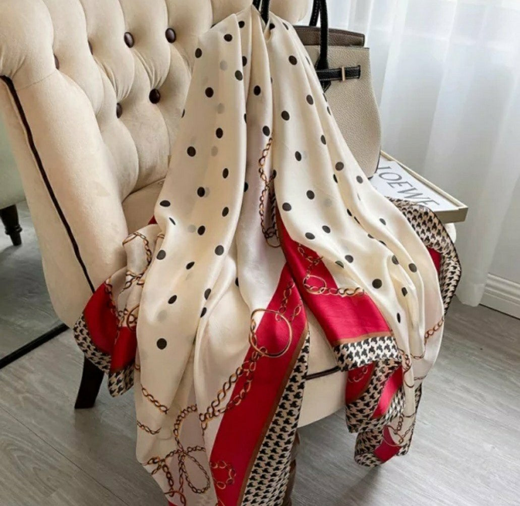 polk dot| silk scarf collection red