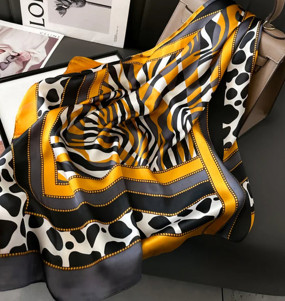Yellow Animal Print Scarf