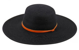 Black Straw hat with leather band
