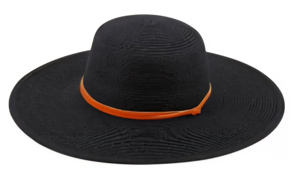 Black Straw hat with leather band