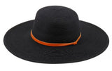 Black Straw hat with leather band