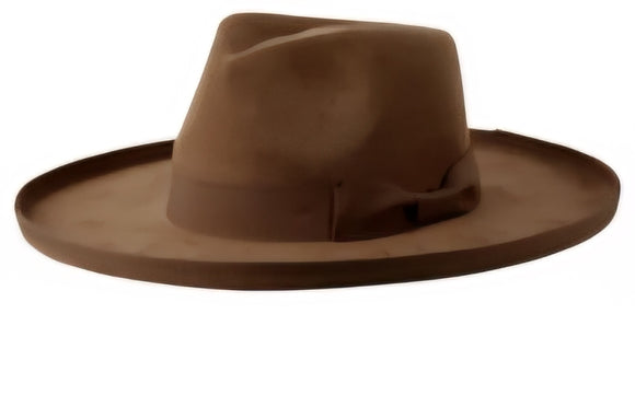 Brown pencil curled fedora