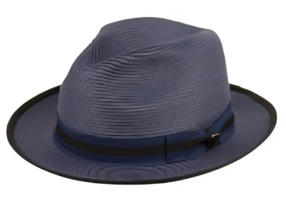 Navy Blue Straw Fedora