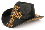 Black straw cowboy hat with silver spikes