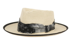 fox| wide brim straw fedora m/l (56-58cm)