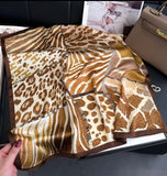 Tan cream brown  and gold animal print scarf