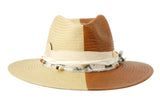Espresso Panelled Fedora with Linen Trim 