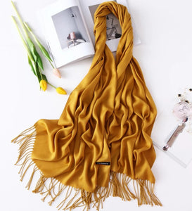 cashmere blend extra long scarf/shawl turquoise blue