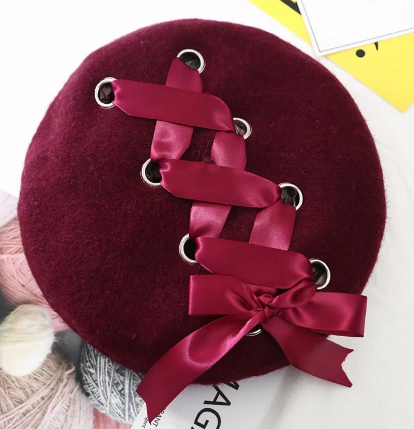 ribbon berets burgundy