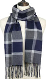 cashmere blend plaid scarfs - unisex navy plaid