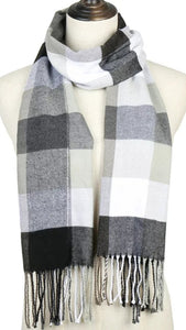 cashmere blend plaid scarfs - unisex multi-color