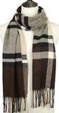 cashmere blend plaid scarfs - unisex chocolate
