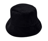 faux fur bucket hats black