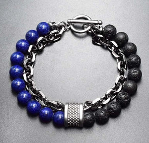 men's chain and bead bracelets tiger eye - brown