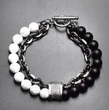 men's chain and bead bracelets howlite - white