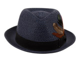 dwayne| men's polybraid fedoras navy / s/m