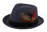 dwayne| men's polybraid fedoras navy / l/xl