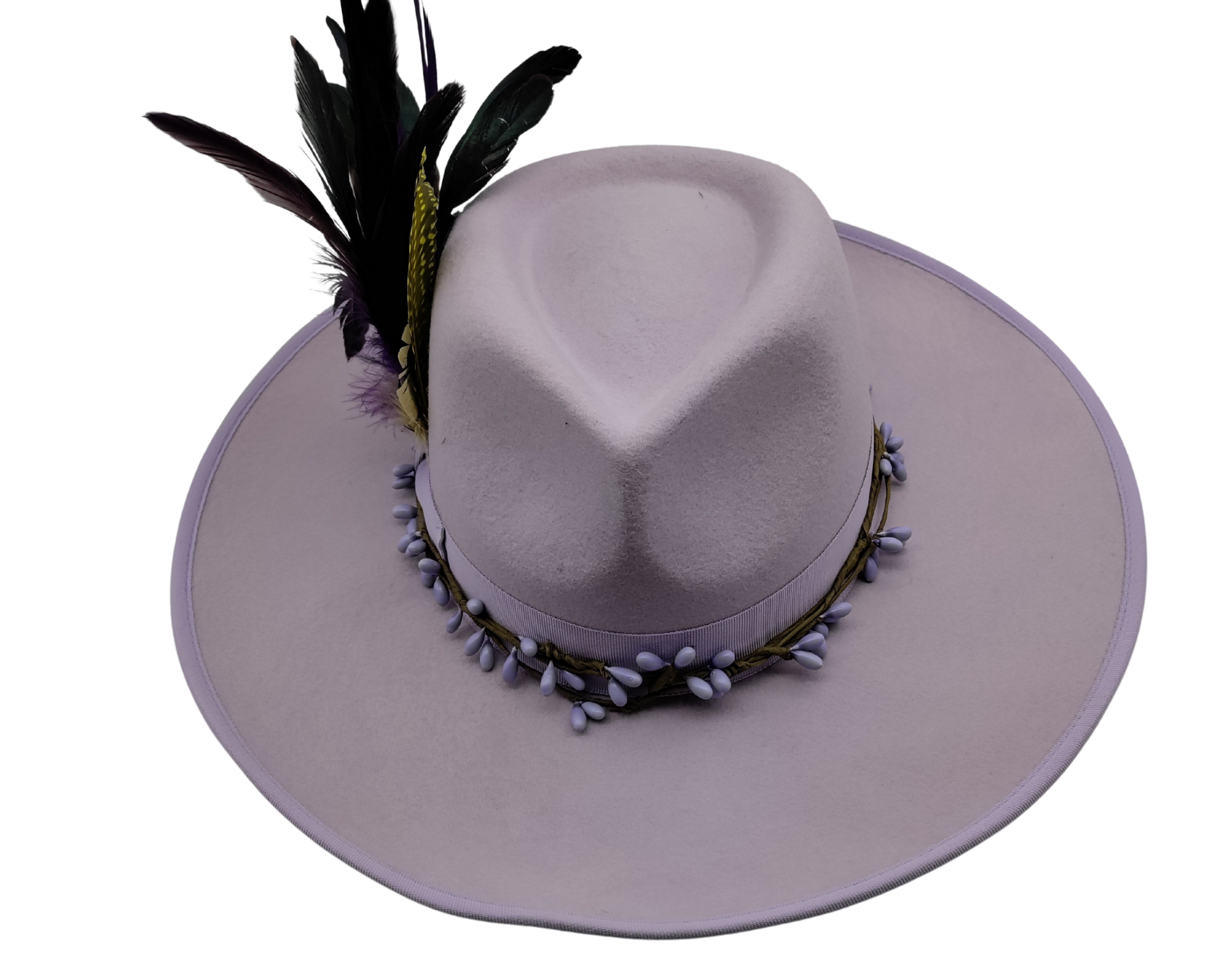 Lilac Fedoras Hat with purple feather