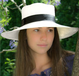 white panama hat gambler wide brim
