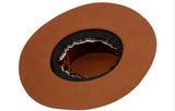 Brown Vintage Fedora with distressed band and button