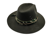 Army green fedoras with camouflage band and hand stitched crown